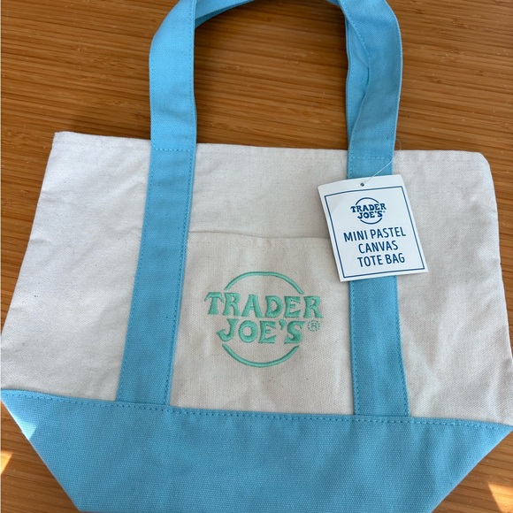 Trader Joe's Mini Pastel Canvas Tote Bag - Picture 1 of 5
